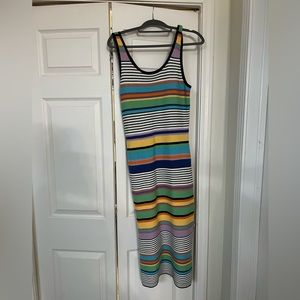 Roxy knit sunshine stripe rainbow midi dress nwt size medium